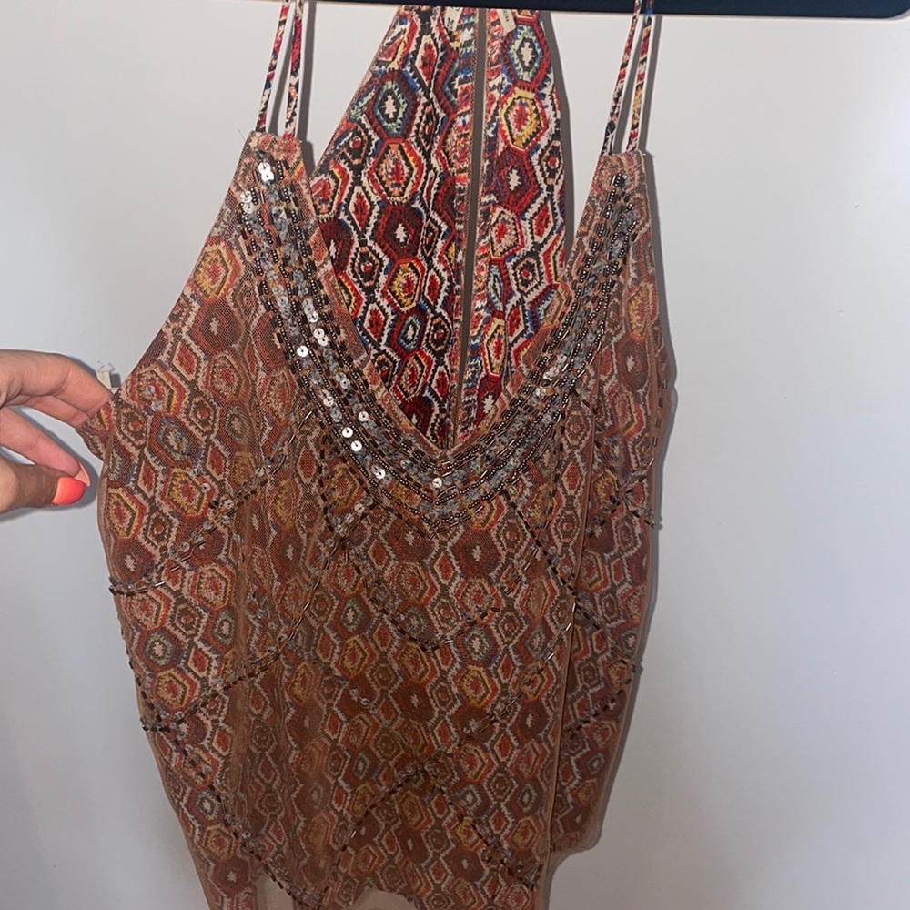 Orange and red tank with sequins